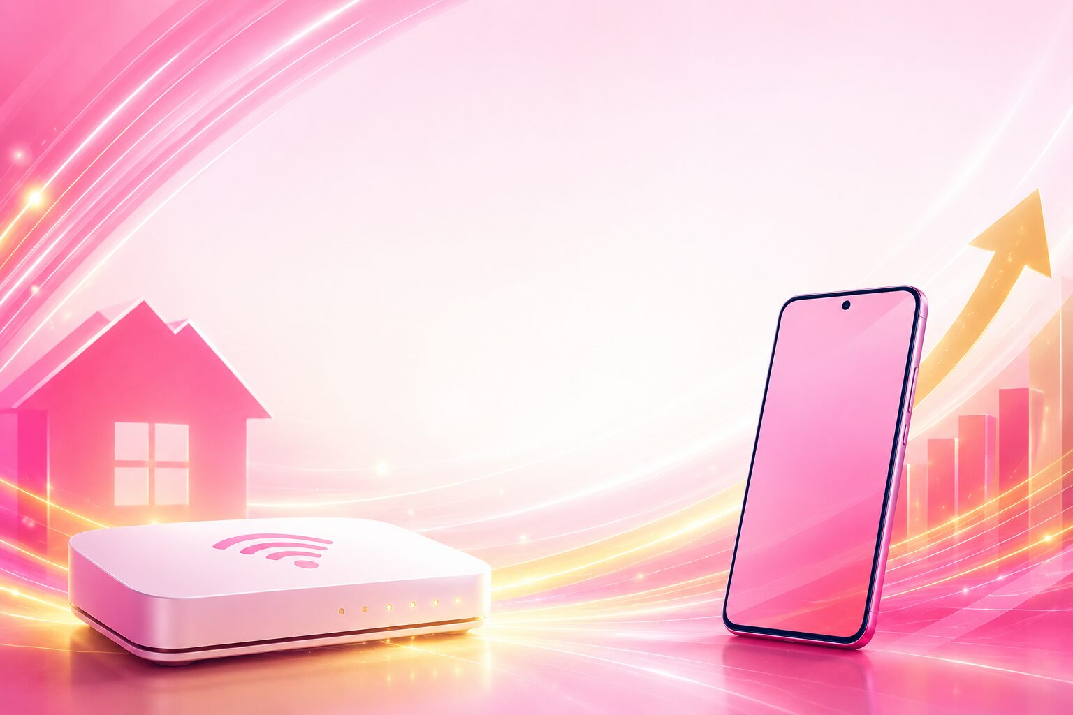 楽天ひかりのルーターと楽天モバイルのスマホ、セット割でお得になるイメージ