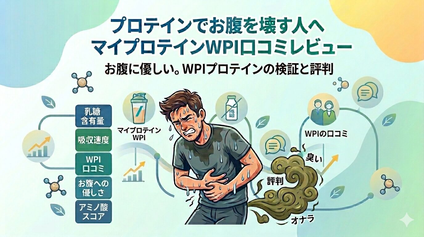 プロテインでお腹を壊す人へ｜マイプロテインWPI（アイソレート）口コミレビューのアイキャッチ画像