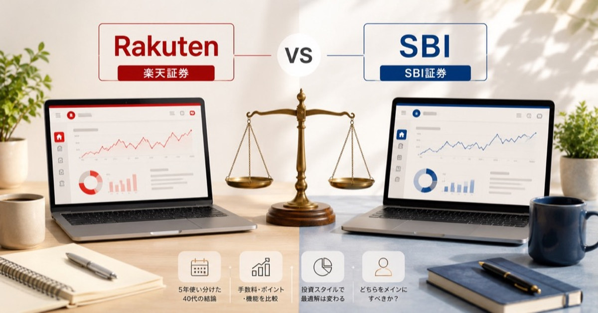 楽天証券とSBI証券を5年使い分けた40代の結論｜どちらをメインにすべきか
