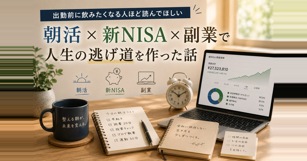 出勤前に飲みたくなる人ほど読んでほしい｜朝活×新NISA×副業で人生の逃げ道を作った話
