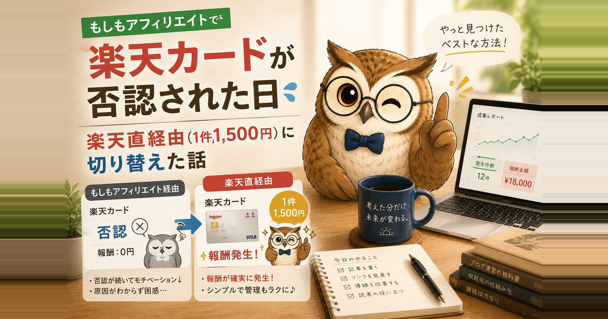 もしもアフィリエイトで楽天カードが否認された日｜楽天直経由（1件1,500円）に切り替えた話