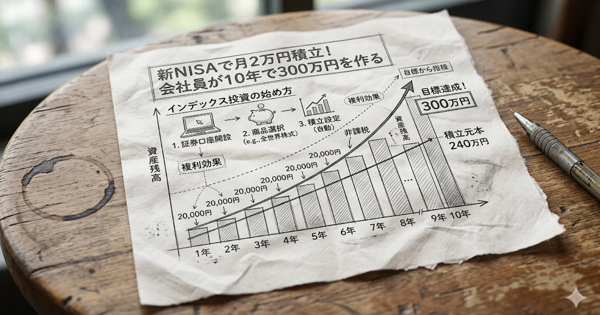 新NISAで月2万円積立！会社員が10年で300万円を作るインデックス投資の始め方