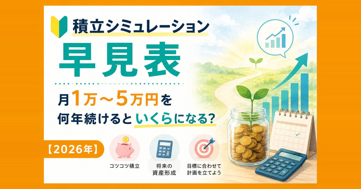 積立シミュレーション早見表｜月1万〜5万円を何年続けるといくらになる？【2026年】